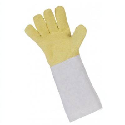 5-FINGER GLOVES WITH PARA-ARAMID TERRY CLOTH AND LEATHER OVERSLEEVE