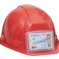 Adhesive badge holder for construction helmet