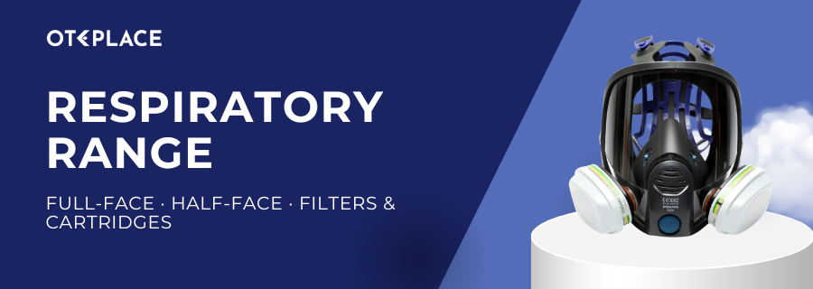 working with respirator mask